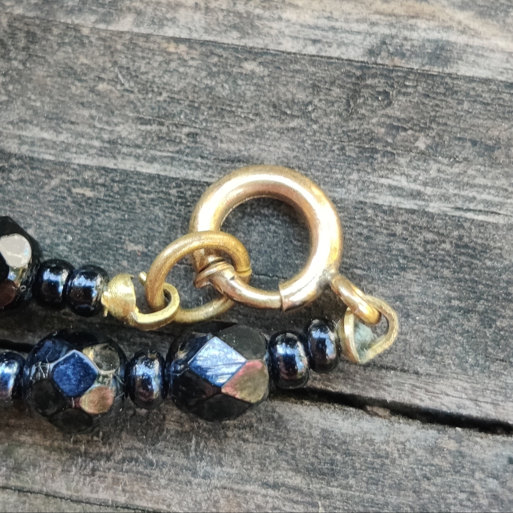 Antique Victorian Black Faceted Glass Mourning Necklace - Picture 4 of 4